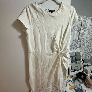 Express Ivory Dress with Knot Detail